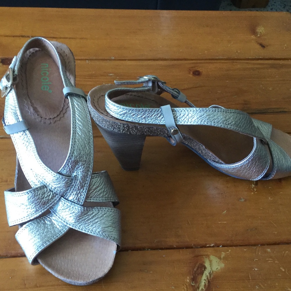 Gold Strapy Heeled Sandals